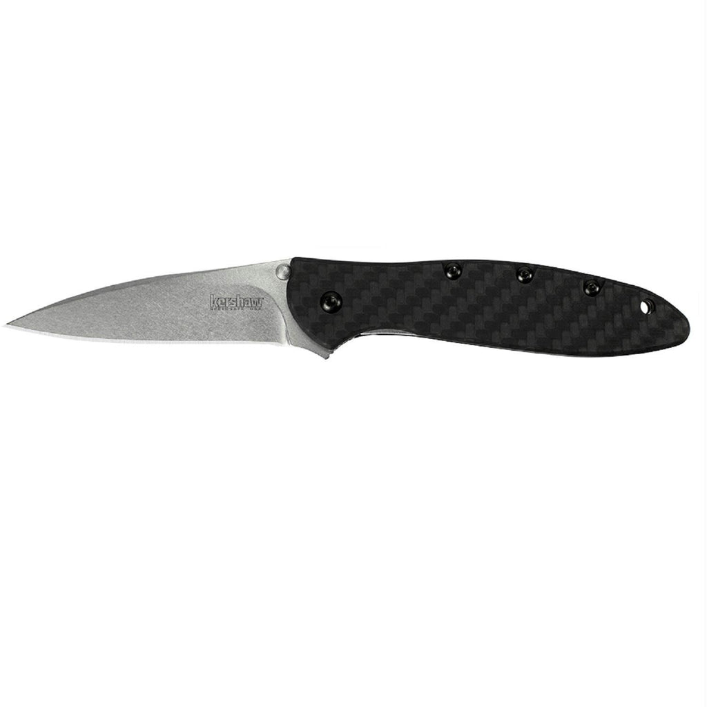 Kershaw Leek Assisted 3.0 Stonewash Plain Carbon Fiber