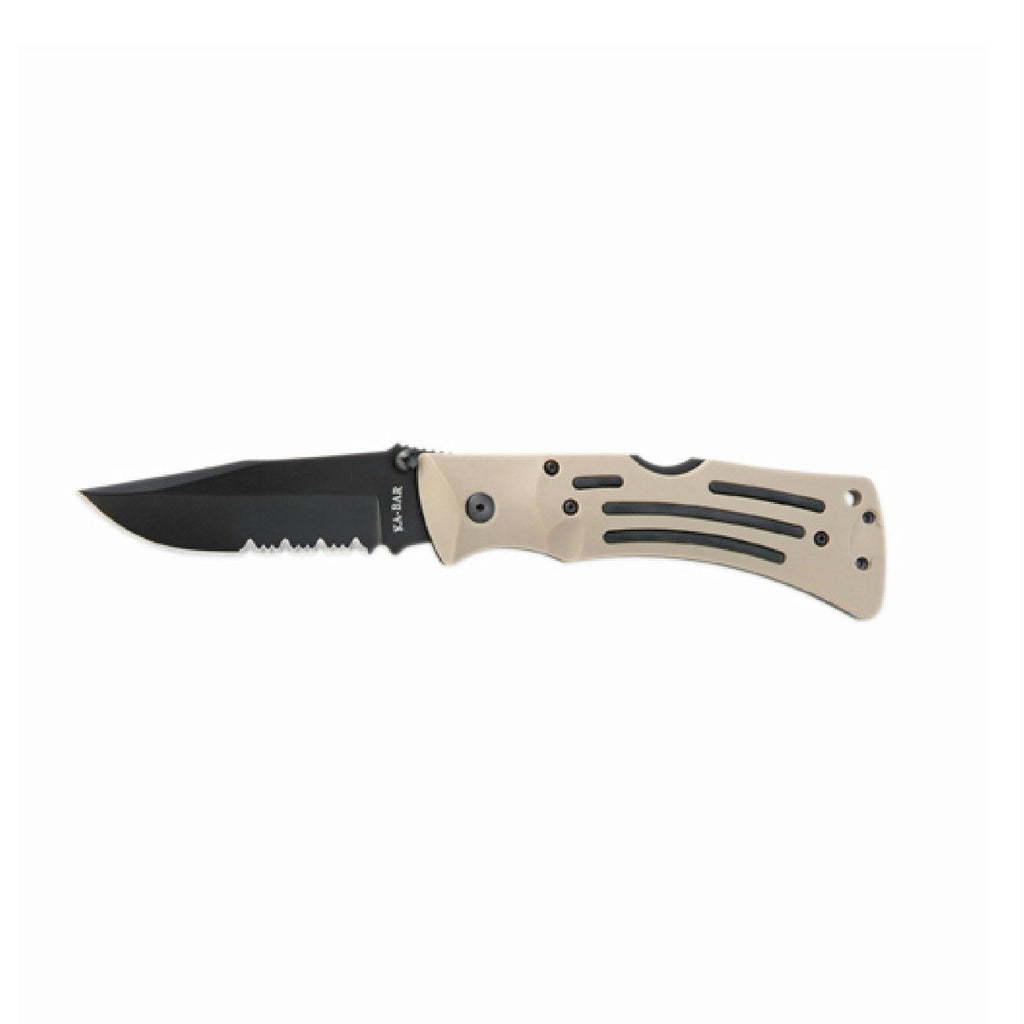 Ka-Bar Mule Folder Desert Tan Serrated 3053