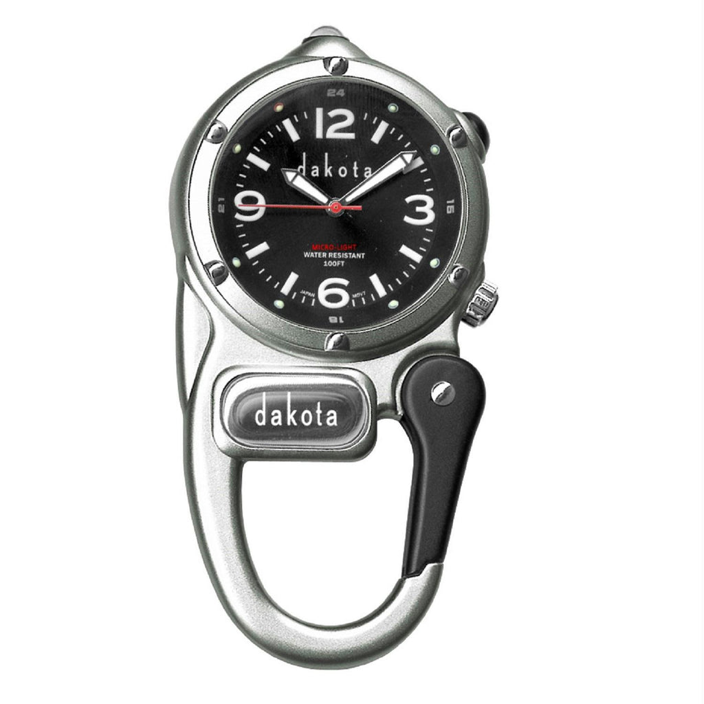 Dakota Mini Clip with Microlight -Silver-Black Dial