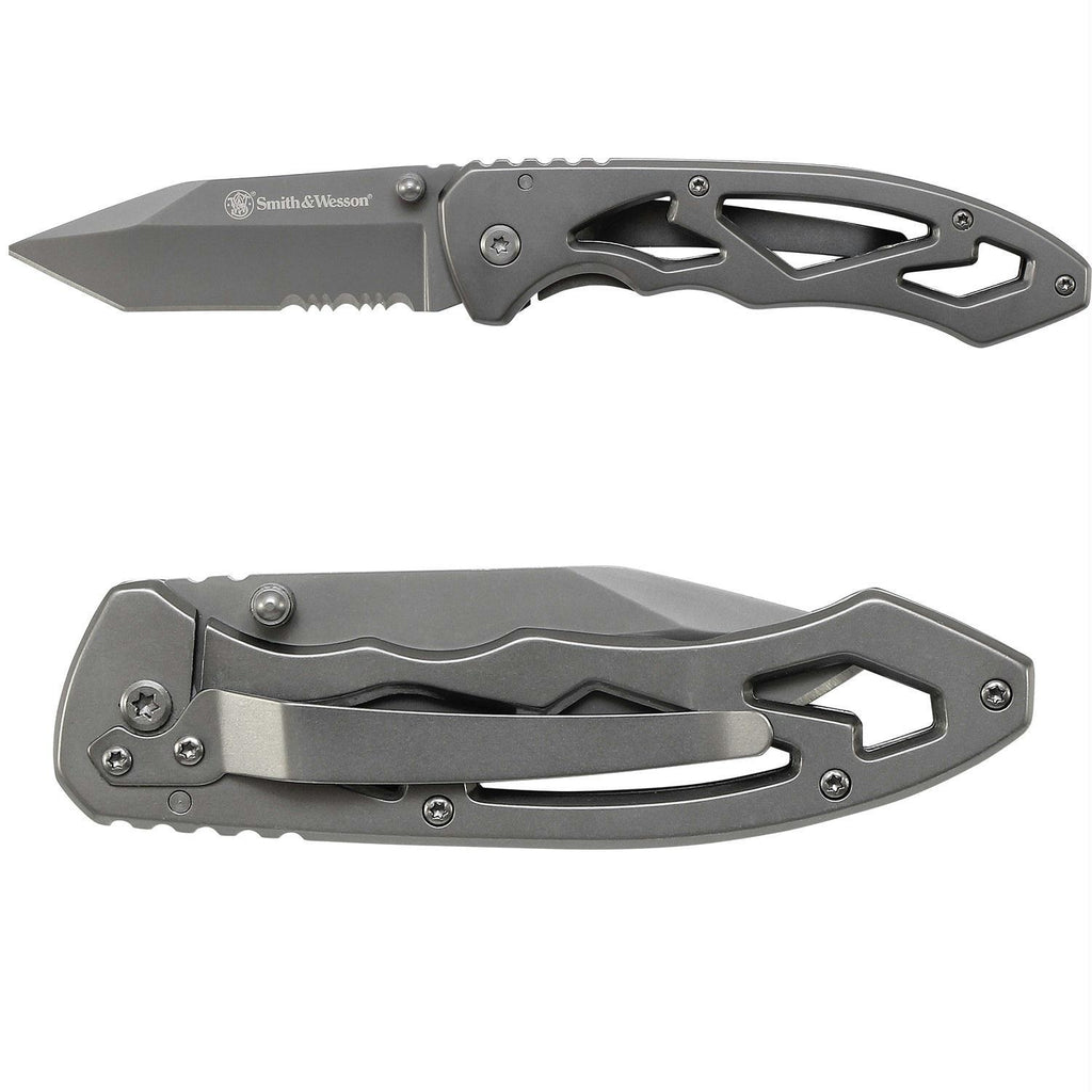 Smith & Wesson Frame Lock Partial Serrated Tanto Fold Knife