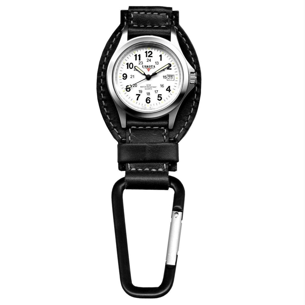 Dakota Black Leather Field Clip Watch