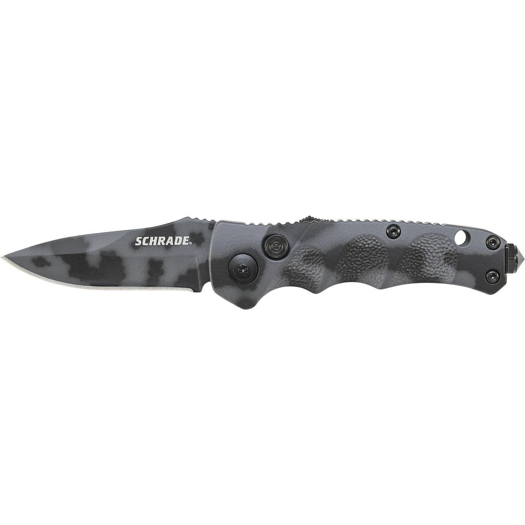 Schrade Mini Push Button Knife Urban Camo FE Drop Point