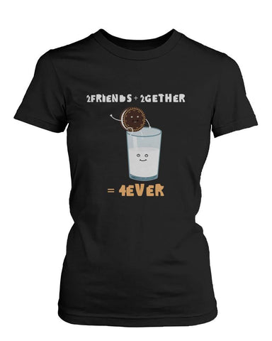2 Friends 2gether 4ever Oreo and Milk Black Women's Shirt Ladies Graphic Tee