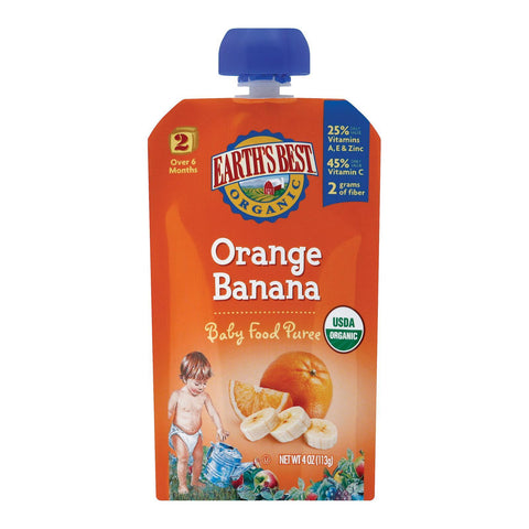 Earth's Best Organic Orange Banana Baby Food Puree - Stage 2 - Case Of 12 - 4 Oz.