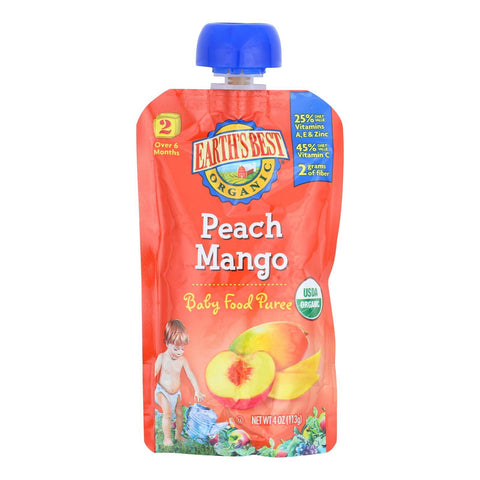 Earth's Best Organic Peach Mango Baby Food Puree - Stage 2 - Case Of 12 - 4 Oz.