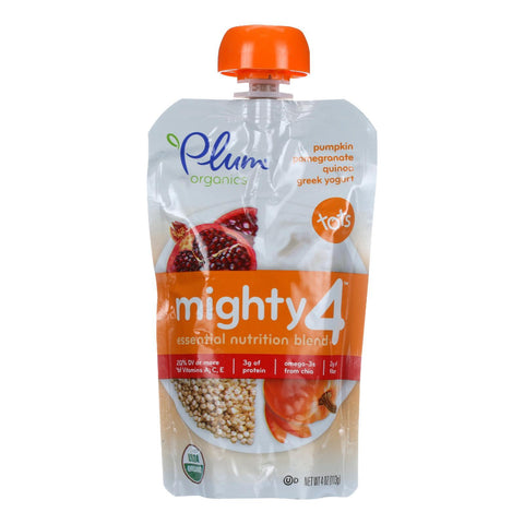Plum Organics Essential Nutrition Blend - Mighty 4 - Pumpkin Pomegranate Quinoa Greek Yogurt - 4 Oz - Case Of 6