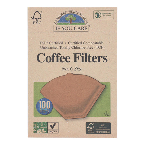 If You Care Coffee Filters - #6 Cone Unbleached - Case Of 12 - 100 Count