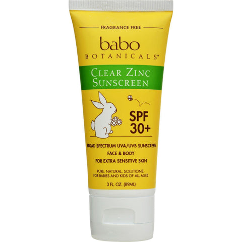 Babo Botanicals Sunscreen - Clear Zinc Unscented Spf 30 - 3 Oz