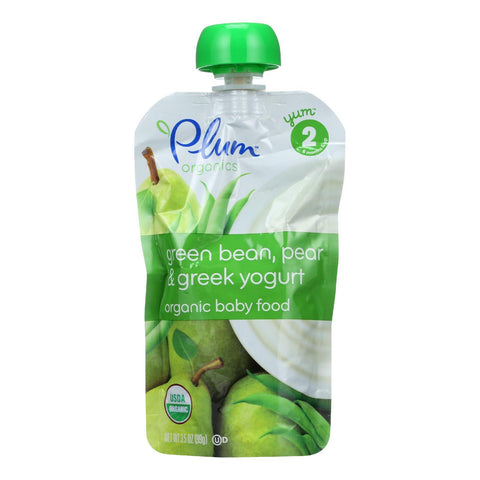Plum Organics Baby Food - Organic - Green Bean Pear And Greek Yogurt - Stage 2 - 6 Months And Up - 3.5 .oz - Case Of 6