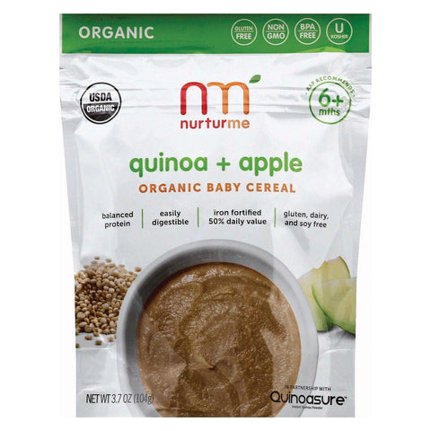 Nurturme Organic Cereal - Quinoa And Apple - Case Of 6 - 3.7 Oz.