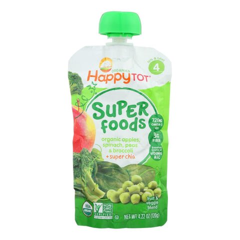 Happy Tot Happy Baby Organic Creamies - Apple, Spinach, Pea And Kiwi - Case Of 16 - 4.22 Oz.