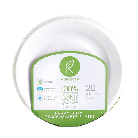 Repurpose Compostable Bagasse Plates - Case Of 24 - 20 Count