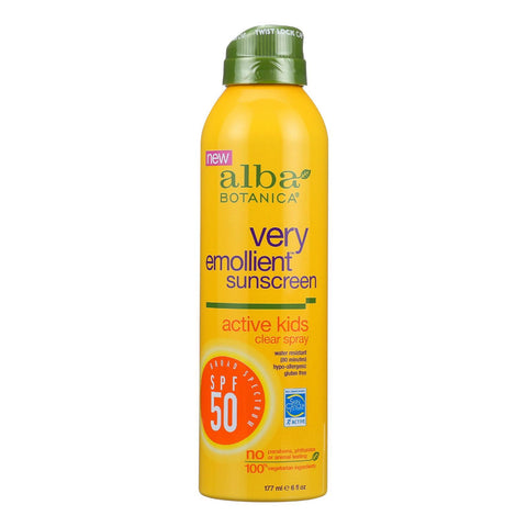 Alba Botanica Sunscreen - Very Emollient - Clear Spray Spf 50 - Active Kids - 6 Oz