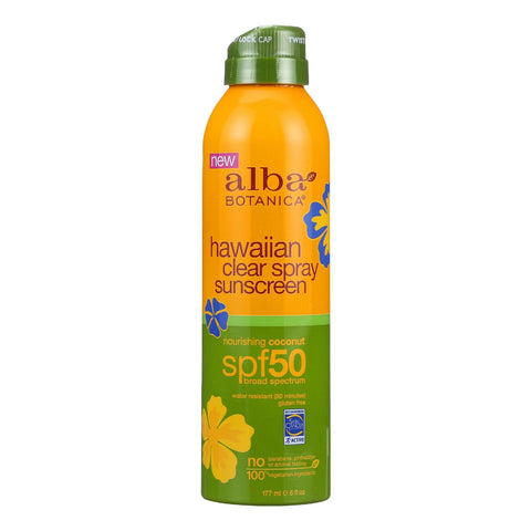 Alba Botanica Sunscreen - Hawaiian - Clear Spray Spf 50 - Nourishing Coconut - 6 Oz