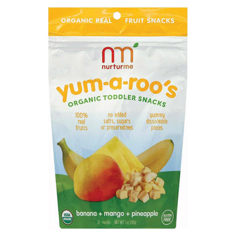 Nurturme Yum - A - Roo's Organic Toddler Snacks - Banana, Mango And Pineapple - Case Of 6 - 1 Oz.