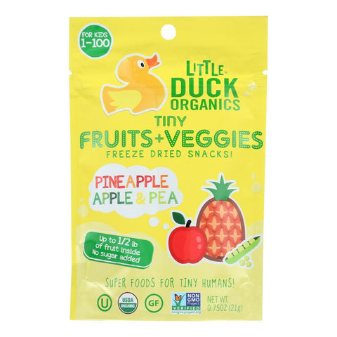 Little Duck Organics Tiny Fruits Veggies - Pineapple, Apple And Pea - Case Of 6 - 0.75 Oz.