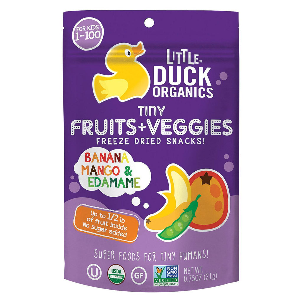 Little Duck Organics Tiny Fruit Plus Veggie Snacks - Banana Mango And Edamame - Case Of 6 - 0.75 Oz.