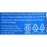 Full Circle Home Water Bottle - Travel - Glass - Hydrate Mate - Green Slate - 16 Oz