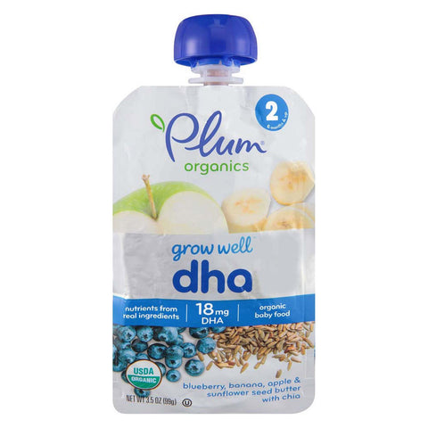 Plum Organics Grow Well Baby Food - Dha - Case Of 6 - 3.5 Oz.
