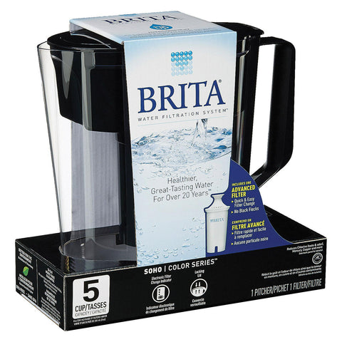 Brita Soho Pitcher Water Filtration System - Black - Case Of 2