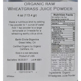 Earth Circle Organics Grass Juice Powder - Organic - Wheatgrass - 4 Oz