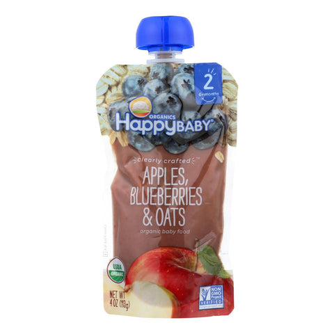 Happy Baby Happy Baby Clearly Crafted - Apple, Blueberries And Oats - Case Of 16 - 4 Oz.