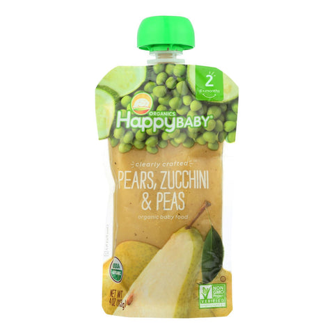 Happy Baby Happy Baby Clearly Crafted - Pears, Zucchini And Peas - Case Of 16 - 4 Oz.