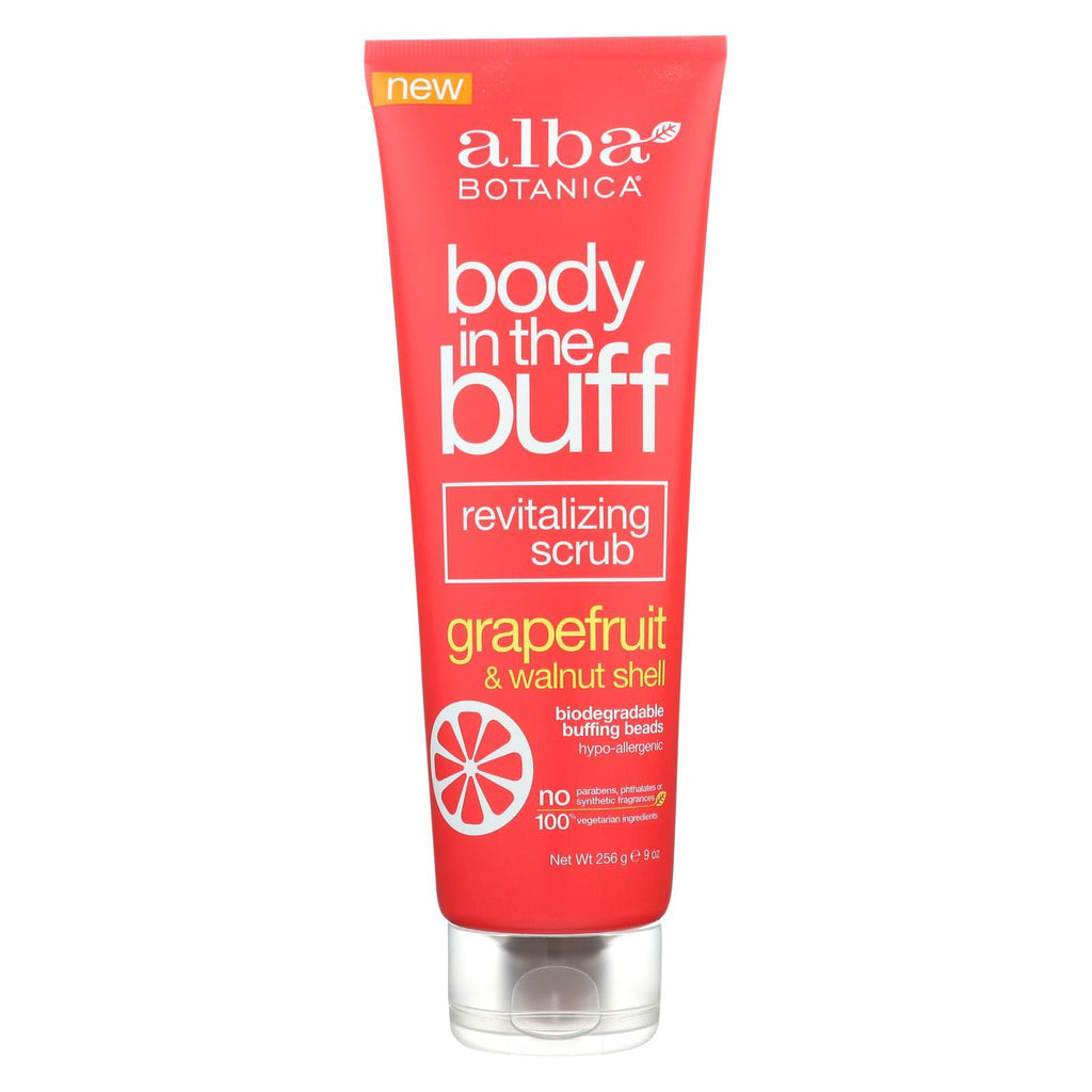 Alba Botanica Body In The Buff Scrub - Grapefruit And Walnut Shell - 9 Oz.