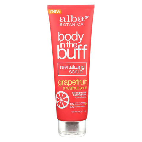 Alba Botanica Body In The Buff Scrub - Grapefruit And Walnut Shell - 9 Oz.