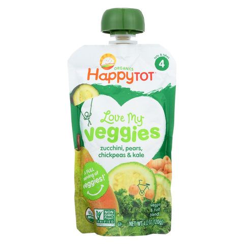Happy Baby Organic Love My Veggies - Zucchinis - Pears - Chickpeas - Kale - Case Of 16 - 4.22 Oz