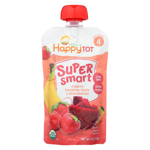 Happy Tot Stg 4 - Organic - Ban - Beets - Straw - Case Of 16 - 4 Oz