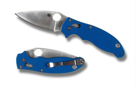 Spyderco Manix2 FRN Translucent Blue Plainedge C101PBL2