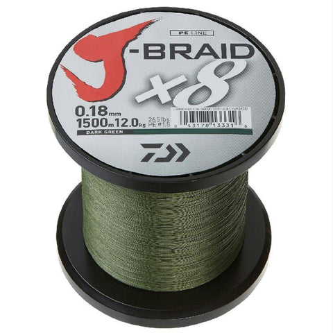 Daiwa J-Braid X4 300 Yard Spool 15LB Test - Dark Green