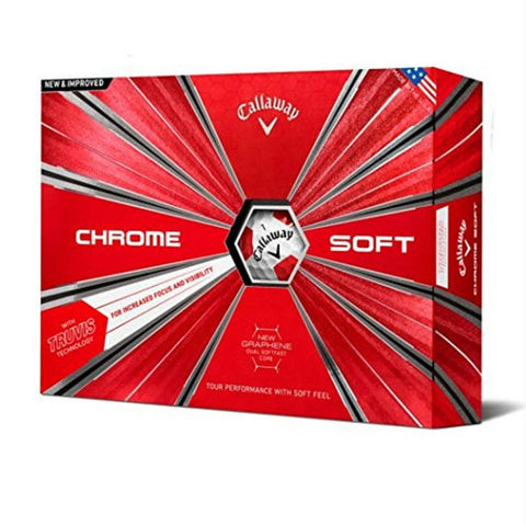 Callaway Chrome Soft 18 Golf Ball - 12 Pack White-Red