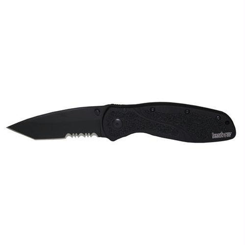 Kershaw Blur Tanto Assisted 3.375 Black Combo Black Aluminum