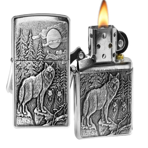 Zippo Timberwolves Emblem      Lighter Brushed Chrome 20855