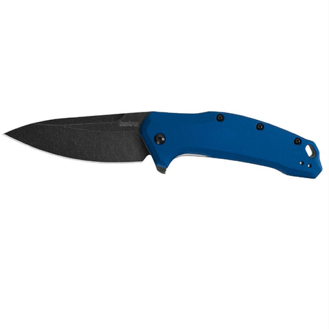 Kershaw Link Assisted 3.25 Blackwash Plain Blue Aluminum