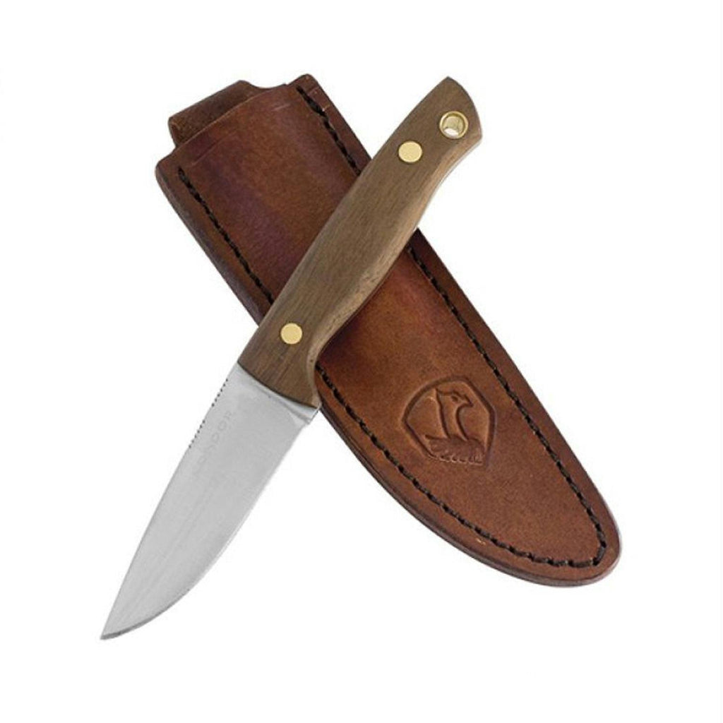 Condor Mayflower 7" Fixed - Walnut - PlainEdge w-Sheath