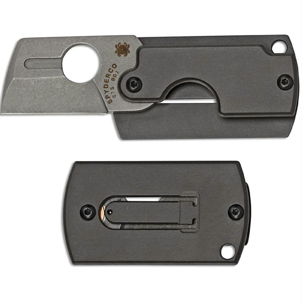 Spyderco Dog Tag Folder Gen4 - Gray Aluminum - PlainEdge