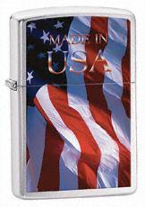 Zippo Made In Usa Flag Brushed Chrome 24797