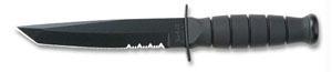 Ka-Bar Short Knife Tanto Black Hard Sheath Serrated Edge