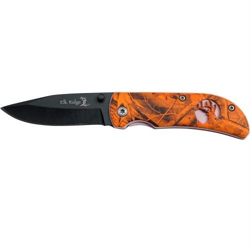 Elk Ridge ER-120OC Folding Knife 3 In Closed Orange Camo