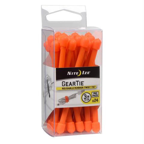 Nite Ize Gear Tie ProPack 3in Bright Orange 24 Pack
