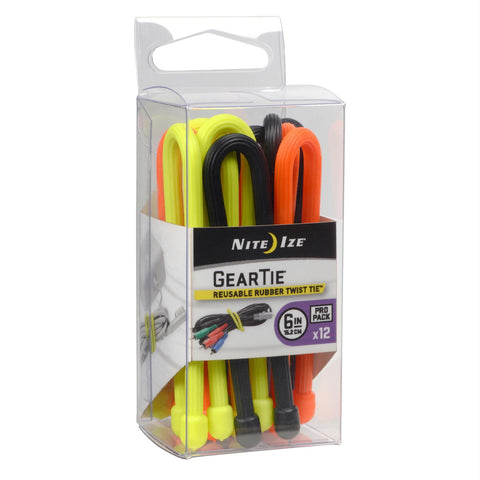 Nite Ize Gear Tie ProPack 6in Assorted 12 Pack