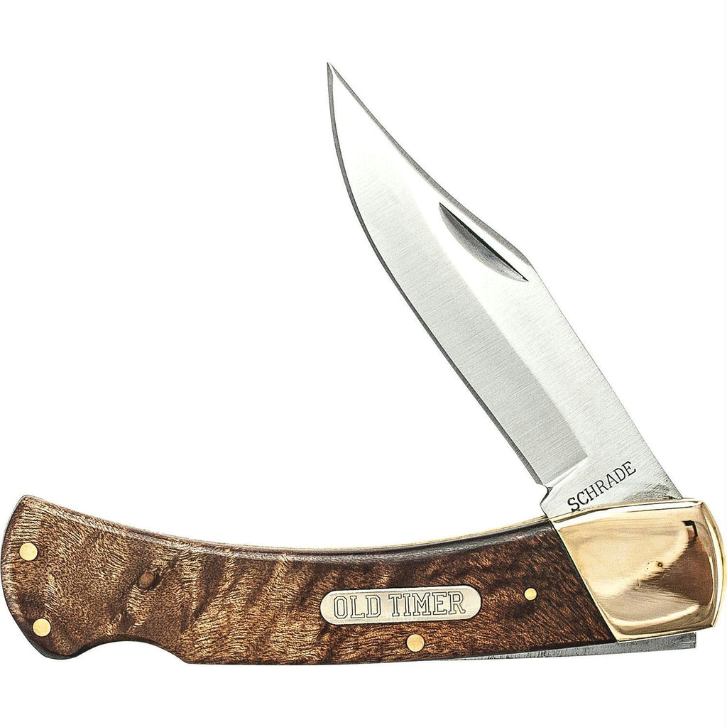 Old Timer Golden Bear Lockback Folding Knife Iron Wood Hdle