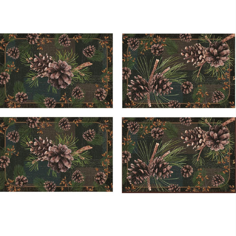 Rivers Edge 4 Piece Pinecones Placemat Set