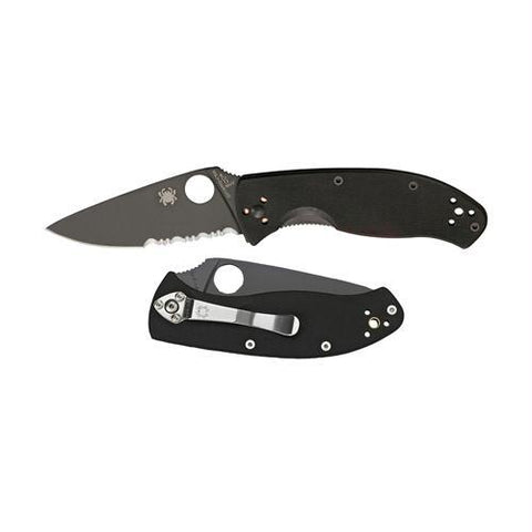 Spyderco Tenacious Black G-10 Black Blade Comboedge Knife
