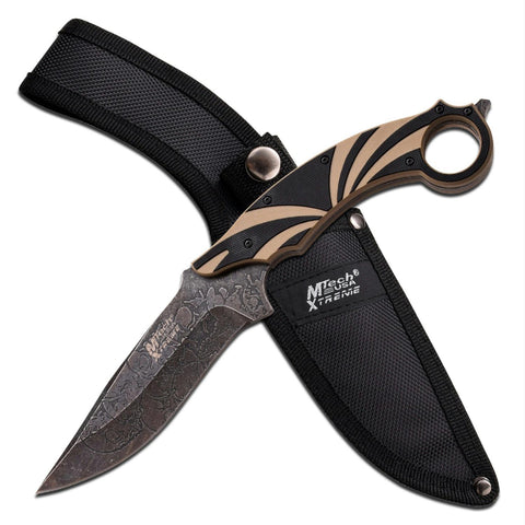 MTech USA XTREME Fixed Knife 10.25in w-Black and Tan Handle