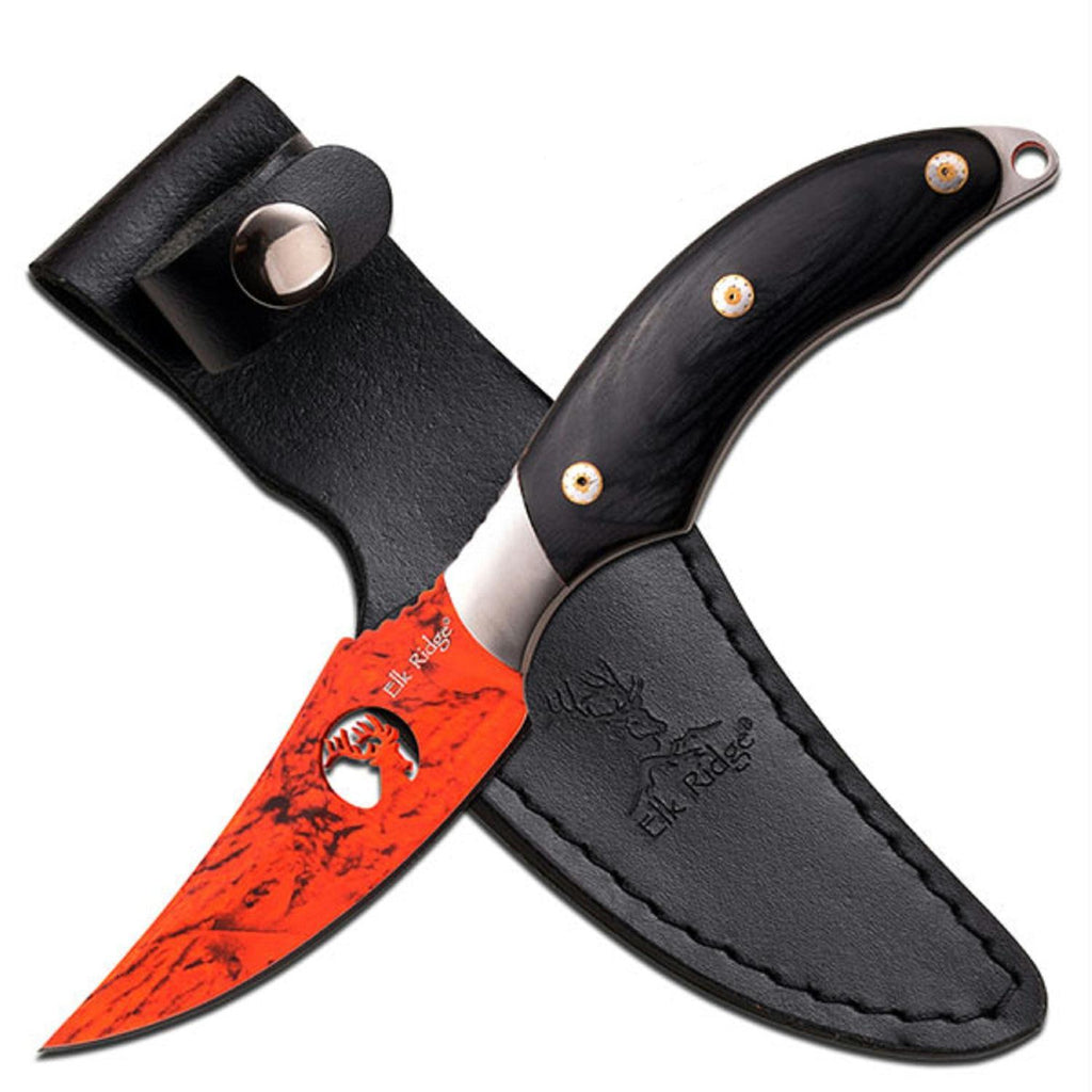 Elk Ridge Fixed Knife 8in - 3.5in SS Red Camo SS Bld w-Logo