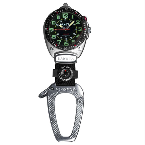 Dakota Easy-To-Read Flashlight Clip Watch - Black Fob